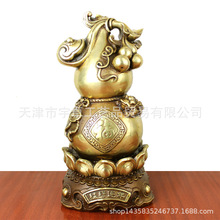 宇卓铜器纯铜葫芦黄铜葫芦莲花座葫芦福字葫芦家居装饰工艺品摆件
