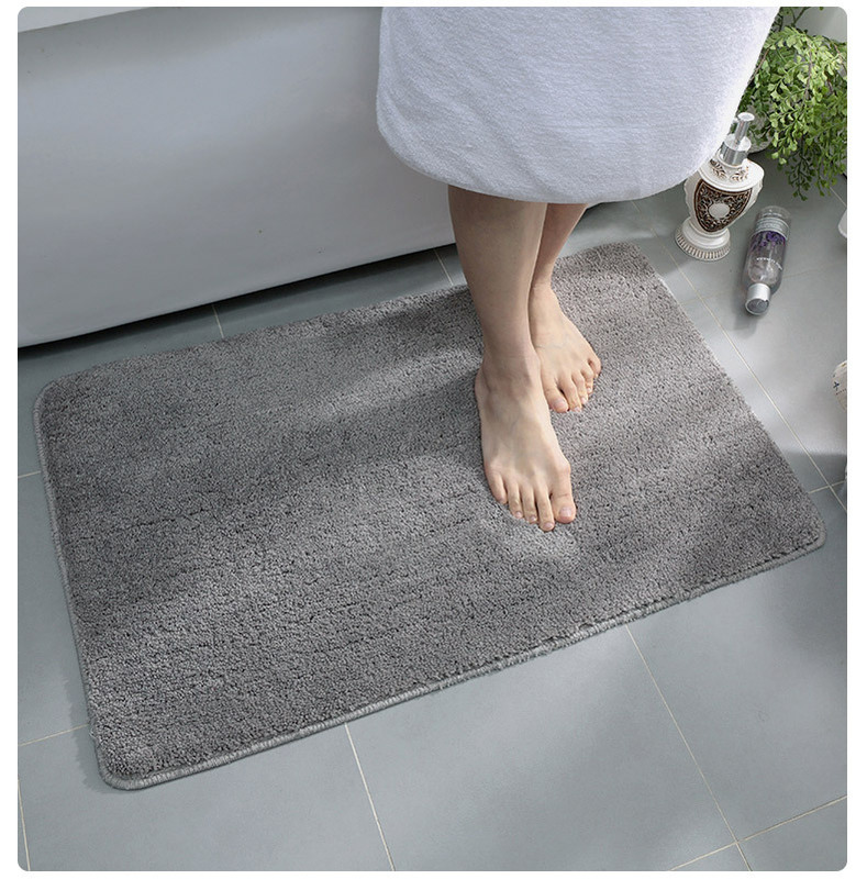 Bathroom Floor Mat Pure Color Velvet Floor Bathroom Non-Slip Water-Absorbent Entry Door Mat Logo Carpet Home