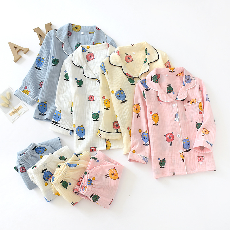 Children's spring and autumn cartoon pajamas for boys and girls suit cotton pajamas for boys and girls homewear suit