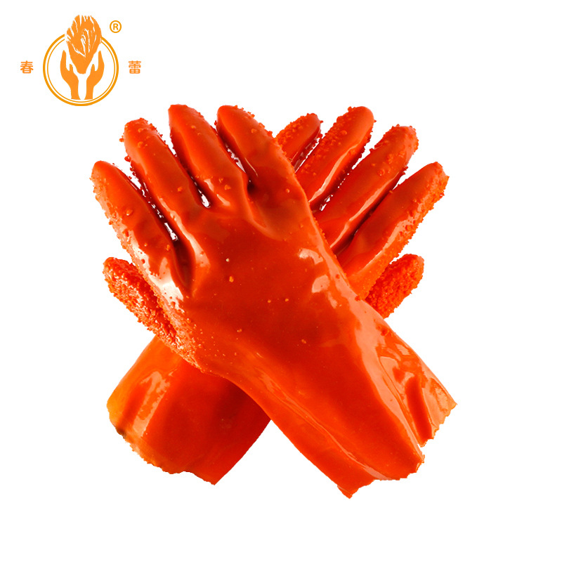 春蕾868止滑手套颗粒麻点浸胶手套防水耐酸碱劳保防护手套