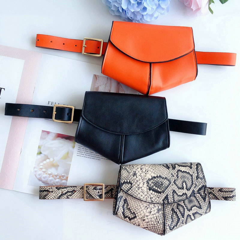 170g Weight Women'S Gender Orange, White, Beige, Pink, Black Color Retro Peach Heart Snake Pattern Waist Bag 1