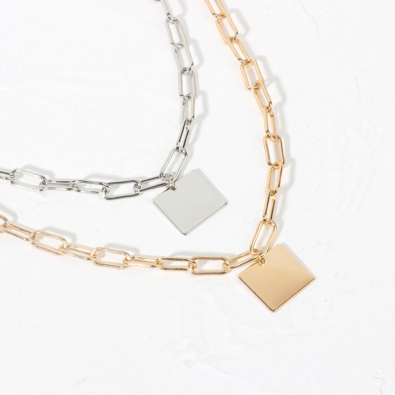 28g Weight Necklace Classification Wedding, Travel Occasion Women'S Gender Gold, Silver Color Hot Selling Fashion Square  Necklace Wholesale 3