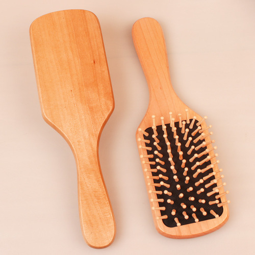 Square wooden comb air cushion comb massage air bag wooden comb wooden comb teeth solid wood comb soft glue air cushion comb logo hairdressing