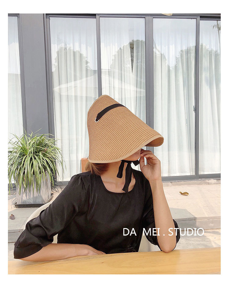 Sombrero De Paja Superior Vacío Del Ala Grande Del Protector Solar De La Moda display picture 8