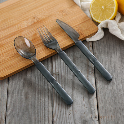 Fork spoon disposable Dipper Scrub Handle Western cutlery a soup spoon Fork brand new PS Black transparent spoon