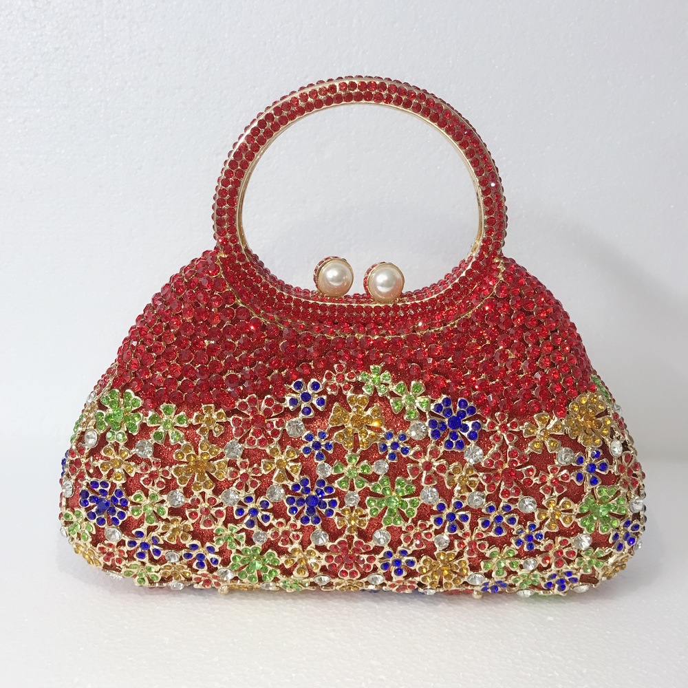 Túi clutch nữ đính kim cương giả dự tiệc cao cấp kích thước 23x12x6 cm — Màu đen chi tiết 19
