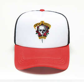 外贸款枪炮与玫瑰乐队Guns N' Roses海绵网棒球帽摇滚乐队帽定制