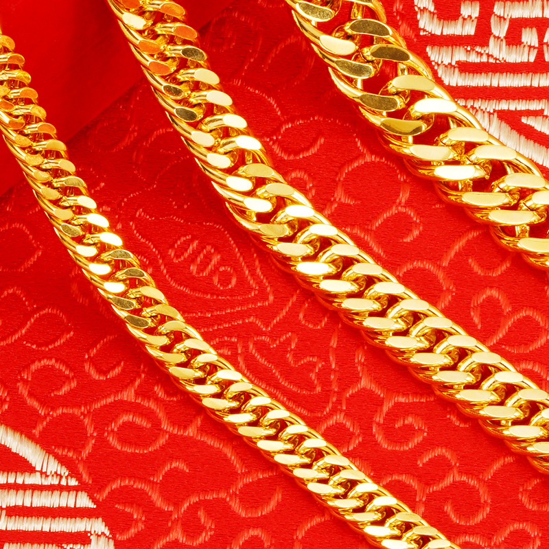 Amazon popular doble hebilla brillante plana Vietnam arena oro pulsera para hombres y mujeres pareja cobre chapado en oro NK pulsera Romana