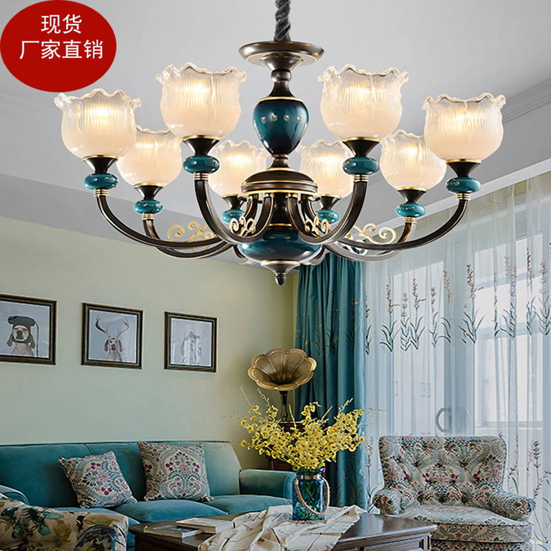 批发美式客厅吊灯地中海轻奢华卧室餐厅简约欧式复古大气铁艺灯具|ms