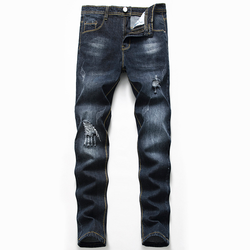 Jeans nuovi da uomo, pantaloni in denim elasticizzati a gamba dritta, alla moda e casual_voghion.com