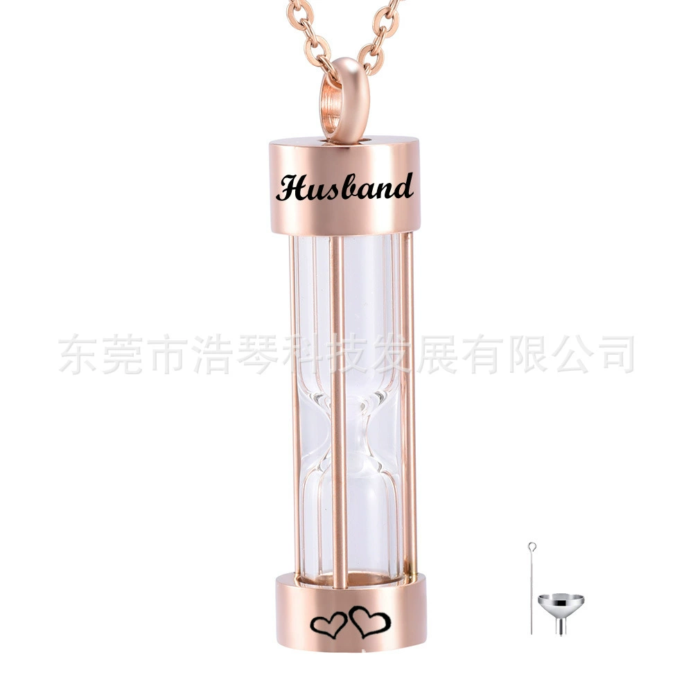 Amazon Горячая Мода европейские и американские ювелирные изделия розовое золото Стекло песочные часы кулон памятные родственники пепел ожерелье