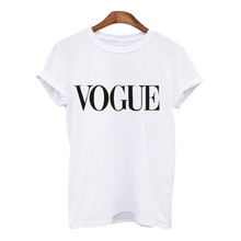 跨境欧美印花字母vogueT恤短袖上衣女2019时尚大码衬衫女