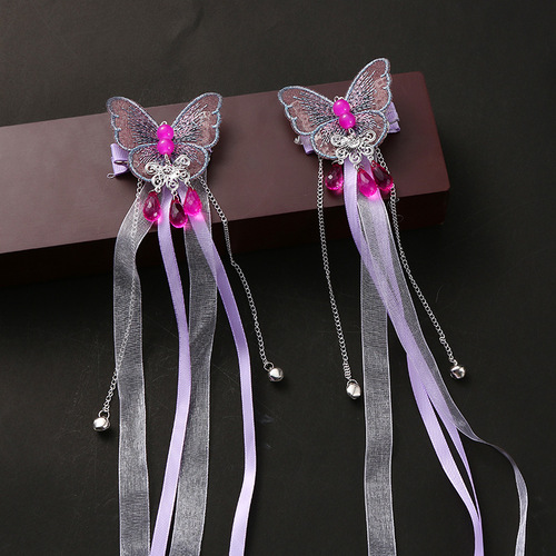 Chinese Hanfu Hair accessories Ancient handmade butterfly Hanfu headdress super fairy ribbon hairpin