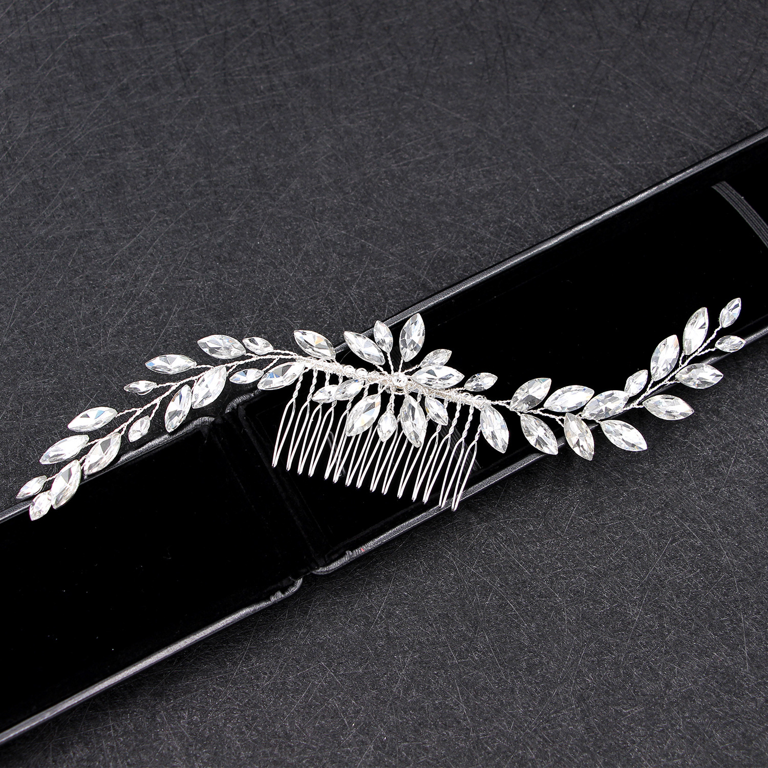 22g Weight Glam Bridal Shiny Geometric Metal Rhinestone Insert Comb