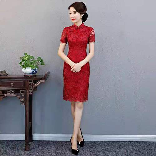 Chinese Dress Qipao for women Exquisite bud embroidery long wedding banquet Qipao skirt female wedding