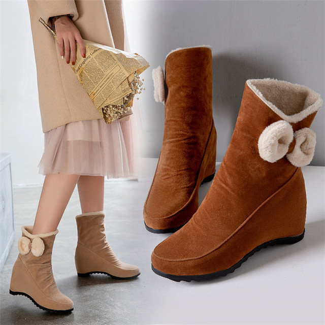 women’s frosted leather middle tube winter snow cotton women’s boots anti slip warm inner