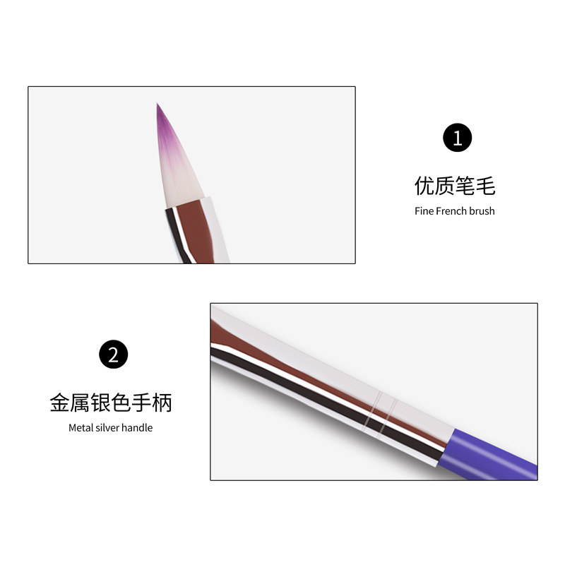 Yujia suministros de manicura al por mayor color pluma palo patrón de uñas arte pluma color pintura pluma fototerapia 7 Pack luz púrpura Rod