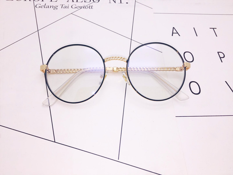 Red Riding Book Internet Celebrator Same Style Chain Glasses Hemp Lace Metal Round Frame Sunglasses Women's Fashion Trendy Sunglasses