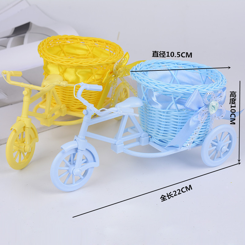 Bicicleta cesta de flores tejidas cesta de flores artificiales cesta de flores de plástico cesta de mimbre tejida cesta de almacenamiento cesta decorativa