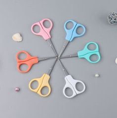 Plastic handle baby scissors with cute round heads, craft scissors for students, small scissors for DIY wholesale