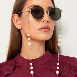 欧美新款饰品 时尚简约珍珠眼镜链 挂脖防掉眼镜绳 眼镜配饰批发