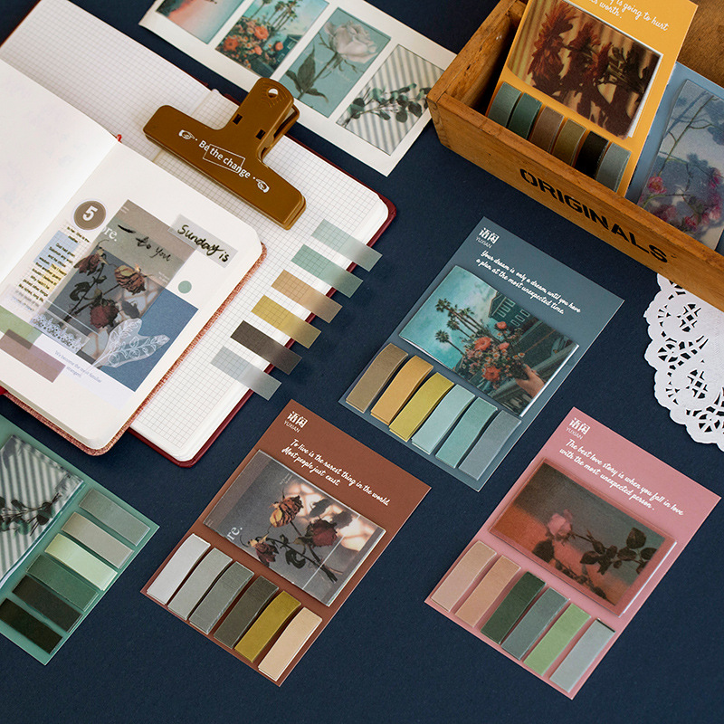 Free language Sulphate paper Sticky Slow Life Series Retro PDA Collage study note N times stickers 6