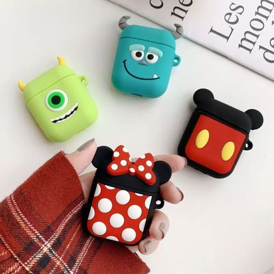 Apply to Airpods Cartoon smart cover Apple Bluetooth Wireless headset originality Silicone Case non-slip Storage