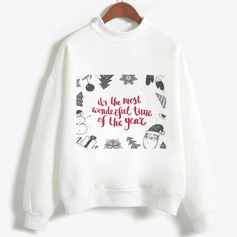 Merry Christmas Greetings High Neck Long Sleeve Sweater NSYKD62970