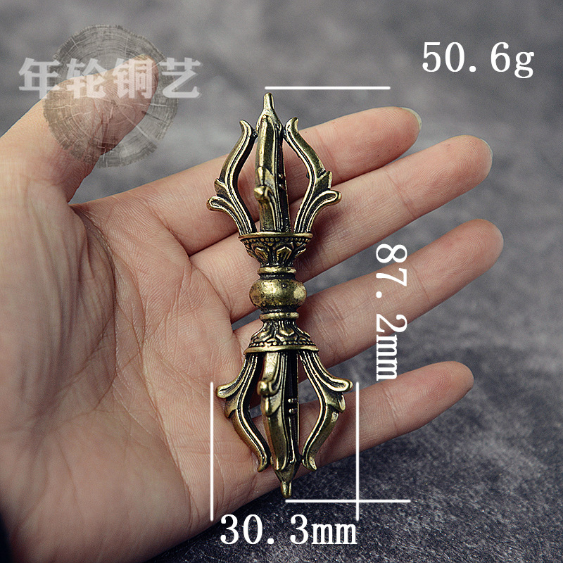 黄铜手工复古做旧西藏法器金刚杵降魔杵手把件古玩老铜器摆件-阿里巴巴