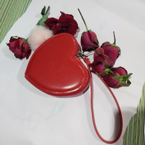 Korean New Love Bag Fresh Style Handheld Bag Cute Peach Heart Student Wallet Coin Small Bag Trendy