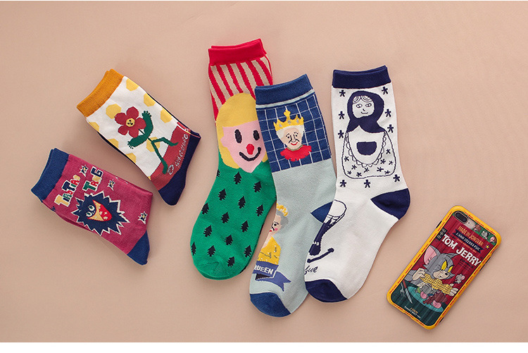 Beklædningstilbehør mode tegneserie animation poppende slik damer mellemlange strømper engros bomuld sved absorberende sportsstrømper til kvinder_voghion.com