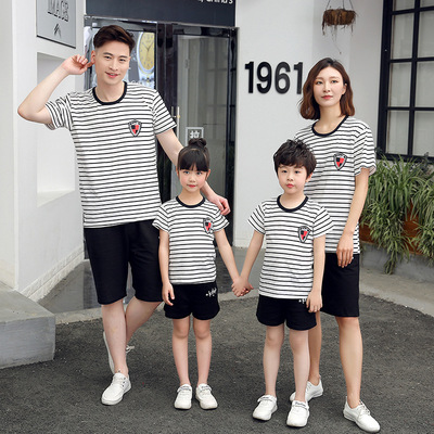 2019新款夏装短袖T恤韩版男女童上衣亲子装半袖体恤童装批发|ms