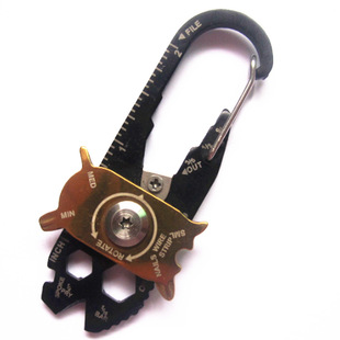20 in 1 multi-function key ring creative roulette tool card combination carabiner outdoor EDC camping