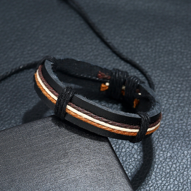 New color hemp rope woven leather bracelet simple style men and women couple bracelet imitation cowh