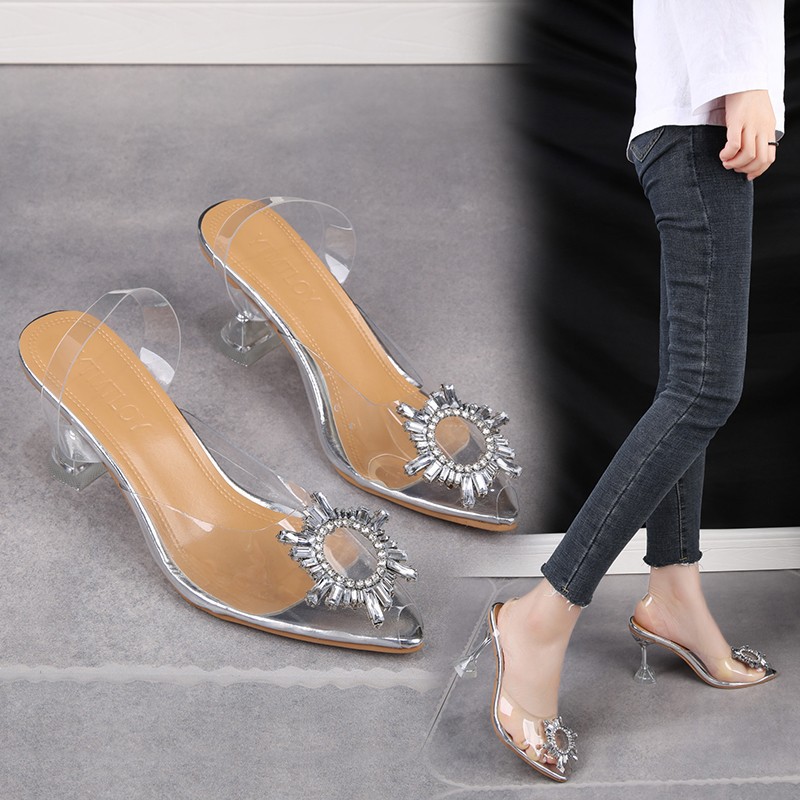 Transparent fine heels High Heels for Women Cross -border Wholesale