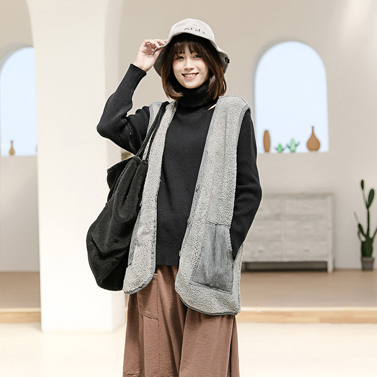 solar system Lambswool Vest Autumn and winter 2020 new pattern fashion Lapel waistcoat Plush Vest coat