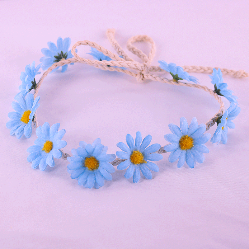 Las nuevas mujeres de la Margarita girasol Garland Seaside Beach flor tocado diadema tejida banda de pelo de la margarita