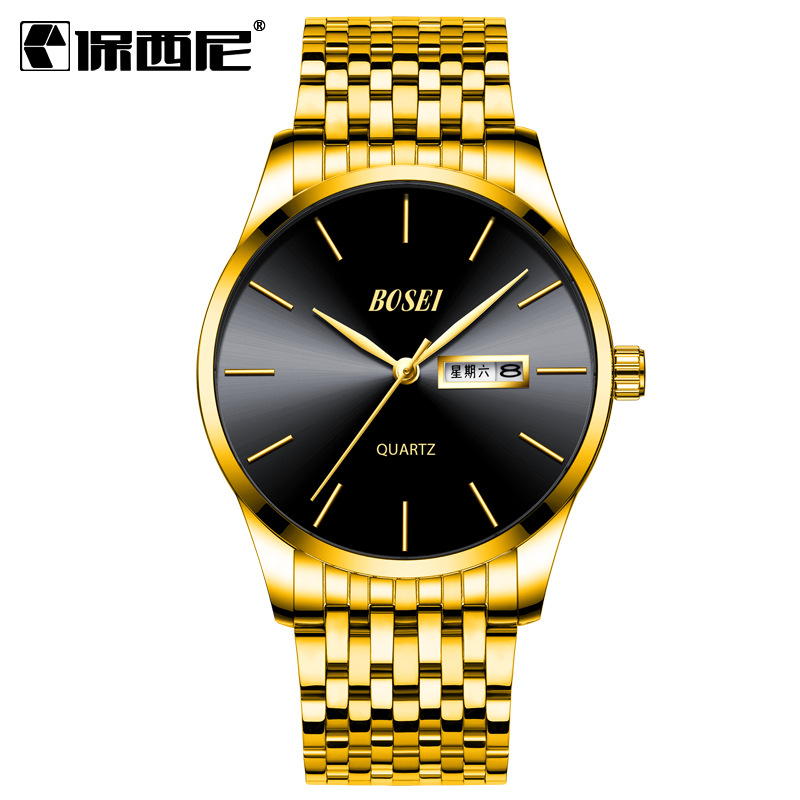 Золотой черный стальной ремешок