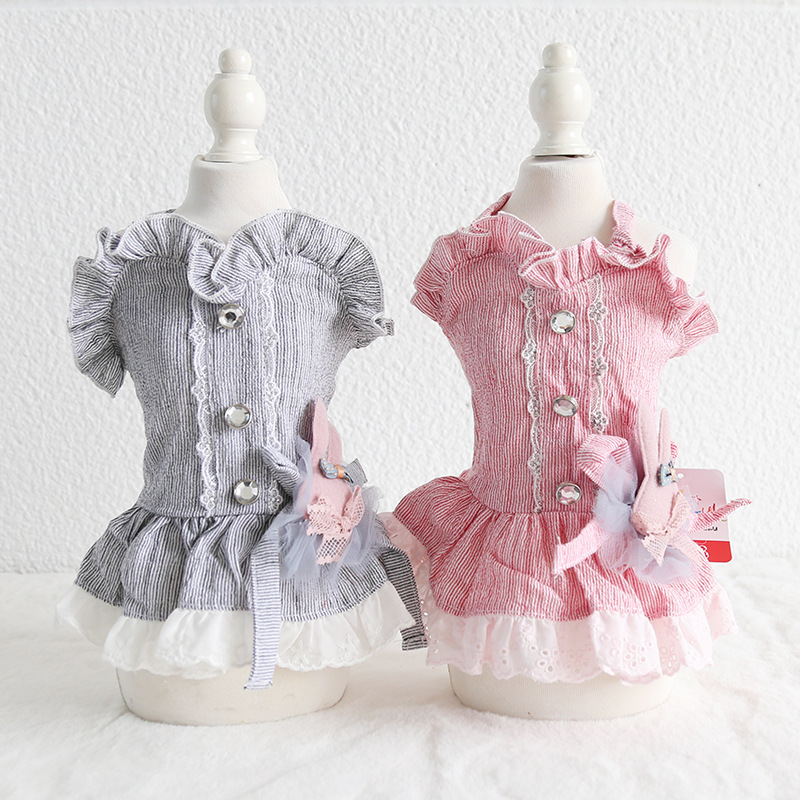 小兔花边领吊带裙