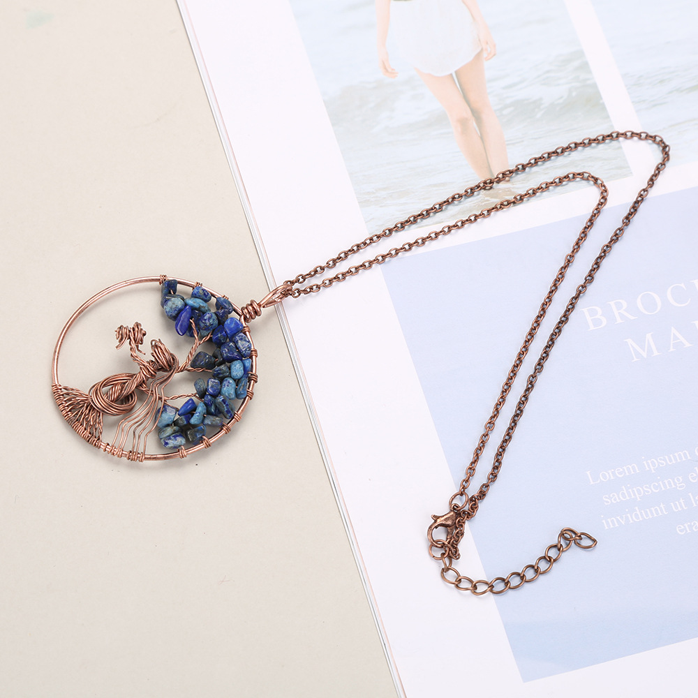 Fashion Tree Alloy Plating Natural Stone Pendant Necklace 1 Piece