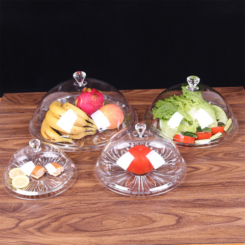 PC Acrylic Transparent Food Dust Cover, Shatterproof Round Plastic Food Preservation Lid, Cake and Pastry Serving Cover