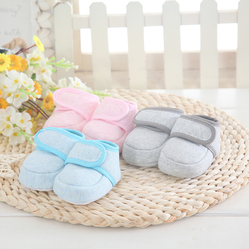 新生儿鞋子0-3个月春秋季初生宝宝单鞋彩条软底婴儿学步前鞋童鞋