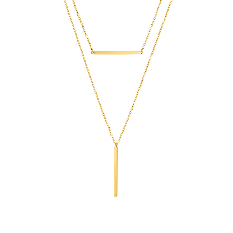 Jewelry Popular Elements Summer Double Stainless Steel Necklace Simple Clavicle Chain Distribution Wholesale Nihaojewelry display picture 6