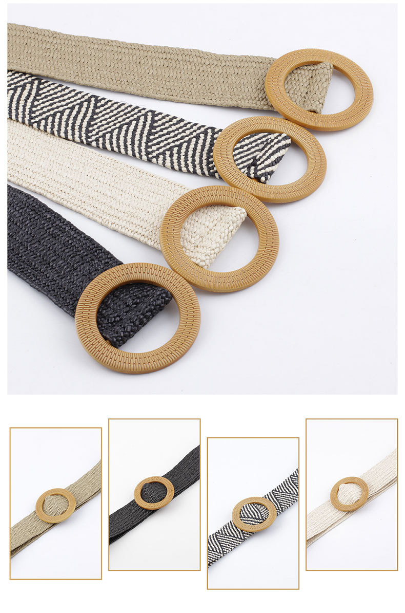 New Pp Straw Woven  Round Buckles Fashion Casual Decoration All-match Trousers Elastic Belt display picture 11