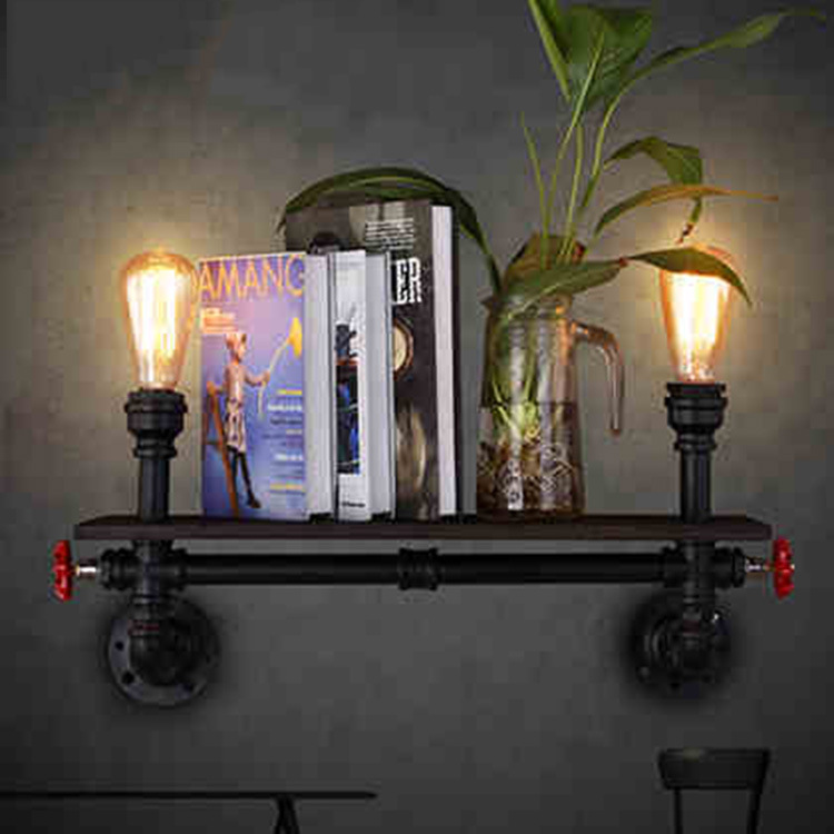 loft复古工业餐厅酒吧创意灯饰美式客厅书房书架艺术水管壁灯灯具