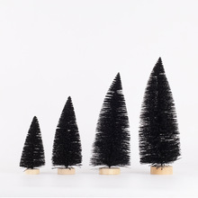 廠家直供新款聖誕裝飾品聖誕桌面擺設 黑色松針撒粉迷你小聖誕樹