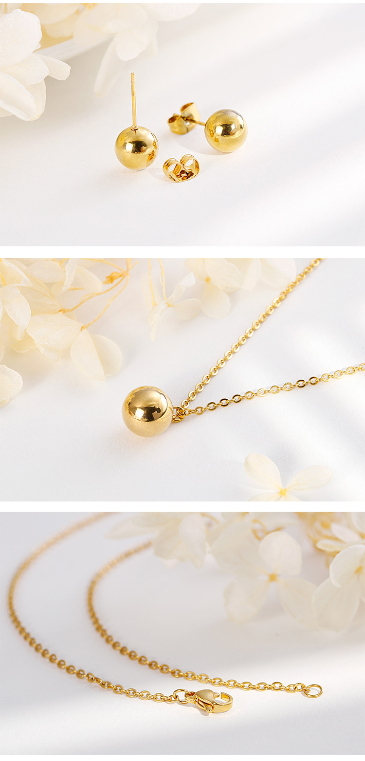 new fashion golden glossy small round bead jewelry necklace earring set