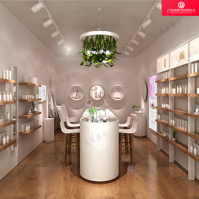 广州厂家高端订做精品化妆品展示柜护肤品专卖店高柜背柜定做