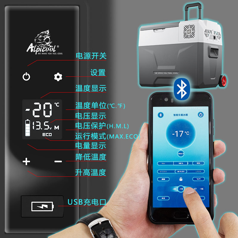 冰虎CX50压缩机车载冰箱车家两用冷冻可结冰冷藏箱汽车小冰箱