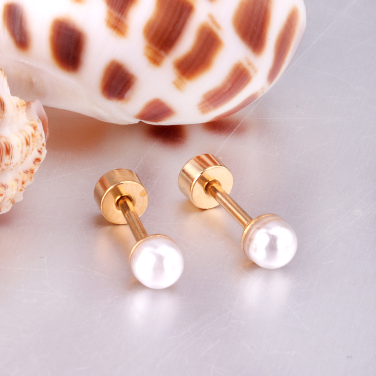 Fashion Geometric Stainless Steel Plating Pearl Ear Studs 1 Pair display picture 3